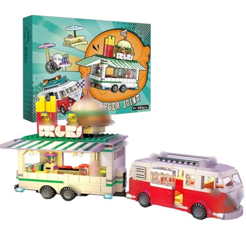 highdar Technik Retro Burgerwagen Bausteine Sets, 883 Teile STEM Auto Modellbausatz, MOC Klemmbausteine Konstruktionsspielzeug, Rennwagen für Erfahrene Baustein Enthusiasten von highdar