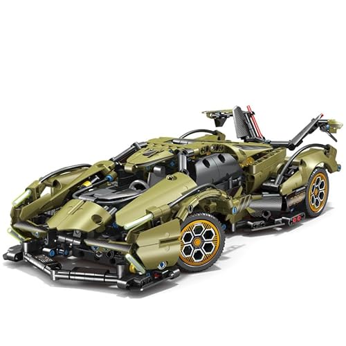 highdar Technik Sportwagen Bausteine Sets, 1012 Teile 1:14 STEM Supersportwagen Modellbausatz,MOC Klemmbausteine Konstruktionsspielzeug, Rennwagen für Erfahrene Baustein Enthusiasten (Grün) von highdar