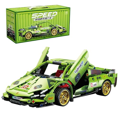 highdar Technik Sportwagen Bausteine Sets, 586 Teile 1:18 STEM Supersportwagen Modellbausatz, MOC Klemmbausteine Konstruktionsspielzeug, Rennwagen für Erfahrene Baustein Enthusiasten von highdar