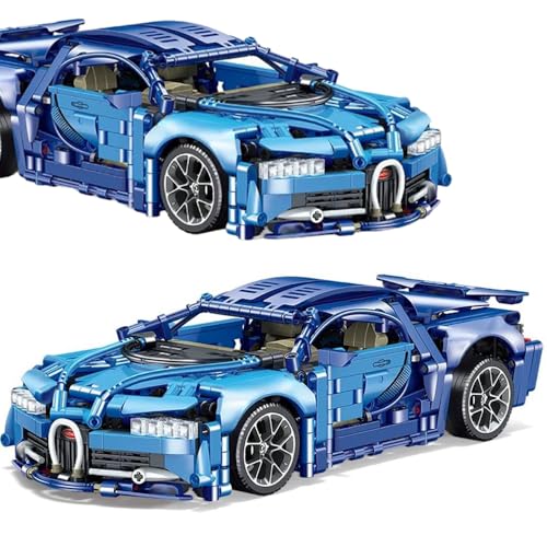 highdar Technik Sportwagen Bausteine Sets für Bugatti, 1339+ Klemmbausteine 1:14 STEM Supersportwagen Modellbausatz, MOC Konstruktionsspielzeug Rennwagen für Erfahrene Baustein Enthusiasten von highdar