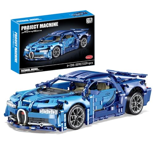 highdar Technik Sportwagen Bausteine Sets für Bugatti, 1339+ Klemmbausteine 1:14 STEM Supersportwagen Modellbausatz, MOC Konstruktionsspielzeug Rennwagen für Erfahrene Baustein Enthusiasten von highdar