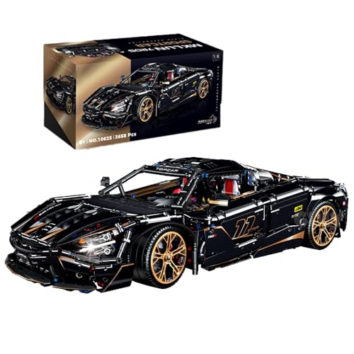 highdar Technik Sportwagen Bausteine für McLare 720S, 3658 Klemmbausteine 1:8 STEM Supersportwagen Modellbausatz, Konstruktionsspielzeug Rennwagen für Erfahrene Baustein Enthusiasten von highdar