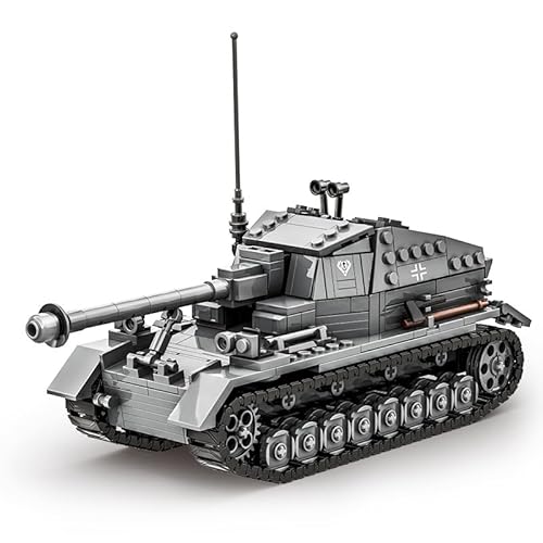 highdar Technik Tank Bausteine für Dicker Max Jagdpanzer, 632 Klemmbausteine WW2 Armee Tank Spielzeug Modellbausatz, Konstruktionsspielzeug Geschenk für Jungen Kinder und Jugendliche Alter 6+ von highdar