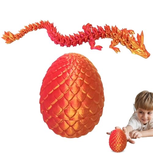 3D Gedrucktes Drachenei - 3D-Gedruckter Drache Im Ei | Flexible Gelenke 3D-gedrucktes Bewegliches Drachenspielzeug | Bewegliches Zappelspielzeug Mit Kristalldrachen Für Kinder Und Erwachsene von higyee