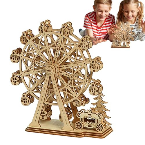 3D-Holzpuzzles für Kinder,3D-Holzpuzzles | DIY-Architektur-Riesenrad - Lernspielzeug für den Schreibtisch, Bastelsets, Montagespielzeug für Erwachsene, Teenager und Jungen von higyee