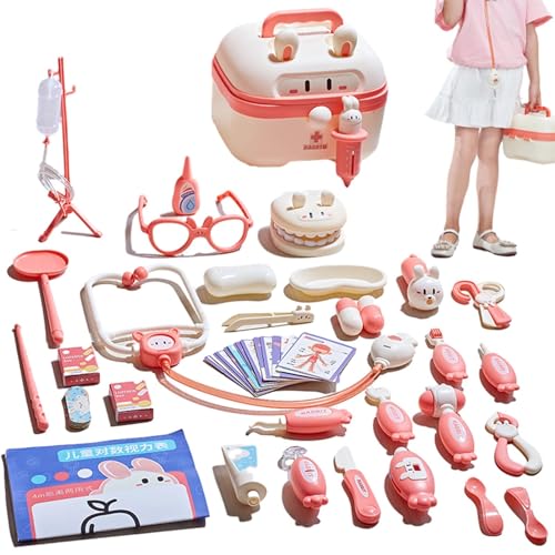 Kinder-Arzt-Set, Rollenspiel-Arzt-Set | Kinderarzt-Spielset mit Koffer-Design - Multifunktionales Rollenspielset für Kinder, Arztspielset für Kinder, und Mädchen von higyee