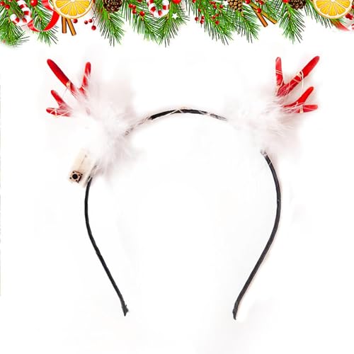 Leuchtendes Weihnachtsstirnband, süße Weihnachtsstirnbänder | Leuchtende Geweih-Haarbänder - Festliche Kinder-Stirnbänder, leuchtende Geweih-Haarbänder für Kinder und Erwachsene, Partygeschenke von higyee