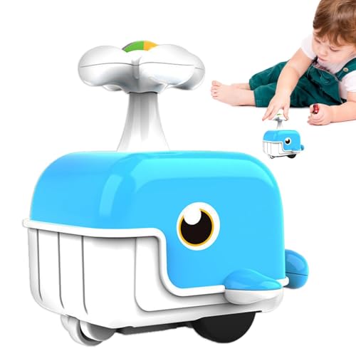 Schiebe- und Go-Auto, Schiebe- und Go-Auto für Kleinkinder - Cartoon-Wal-Kinderspielauto,Frühes Lernspielzeug, reibungsbetriebenes Fahrzeug, Rückzieh-Action-Auto für Kinder, Mädchen von higyee