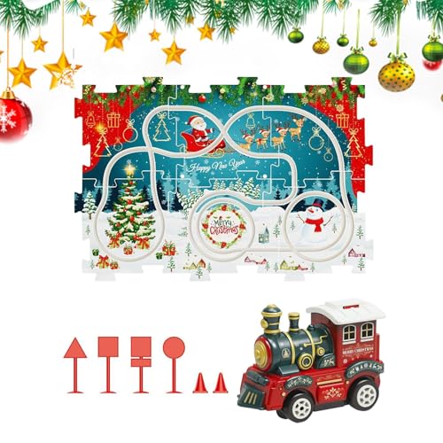 Triebwagen-Spielzeugset, Puzzle-Schienenwagen-Spielspielzeug | Mädchen Elektroauto Schienenspielzeug zusammenbauen - Weihnachtsdekoration, verbessert die Hand-Auge-Koordination, Puzzle für von higyee