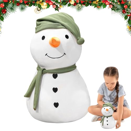 Weihnachts Schneemann Plüschtier – 30 cm/11,81 Zoll Niedliche Schneemann Plüschpuppe Für Kinder | Kuscheliges Schneemann Weihnachts Plüschkissen Spielzeug | Kuschelige Schneemann Plüschtiere (grün) von higyee