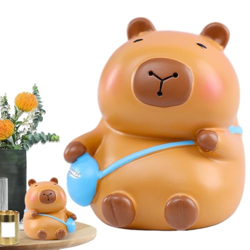 higyee Capybara Miniaturfiguren, Miniatur-Capybara aus Kunstharz,Miniatur-Capybara-Gartenzubehör - Niedliche Cartoon-Tiere aus Kunstharz, Miniatur-Capybara-Gartenzubehör für Schreibtisch, Tisch von higyee