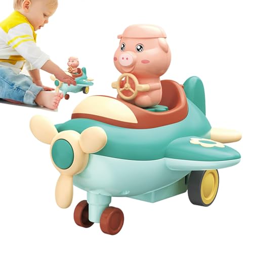 higyee Drücken Sie Autospielzeug, Schiebespielzeugauto, Niedliche Tierspielzeugfahrzeuge für die Feinmotorik, Niedliches Gleitflugzeug-Autospielzeug für Kinder, verbessert die Eltern-Kind-Interaktion, von higyee