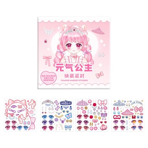 higyee Prinzessinnen-Aufkleber für Kinder, Make-up-Aufkleberbuch | Kinder-Prinzessin-Make-up-Aufkleber - Wunderschönes Prinzessinnen-Stickerbuch für Schule und Kindergarten von higyee