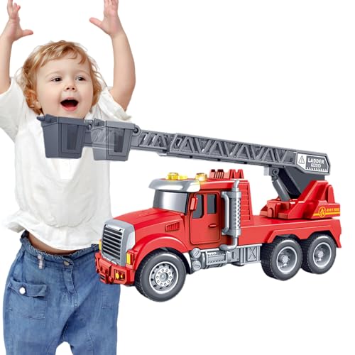 higyee Reibungsfahrzeuge | Interaktives Baufahrzeug-Spielzeug mit Lichtern und Geräuschen,LKW-Spielzeug für Kinder, Jungen und Mädchen ab 4 Jahren, Baufahrzeuge von higyee