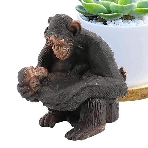 higyee Schimpansenmodell, Orang-Utan Modell Safari Tierfiguren, Schimpansen-Familien-Aktionsmodell für Hoteldekoration, Ladenauslage, Fotografie-Requisiten, Lebensmittelspielzeug in der Küche von higyee