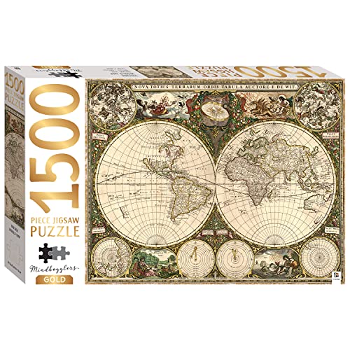 (New May) Mindbogglers Gold Panoramic 1500 Piece Jigsaw: Vintage World Map (unit 3) von hinkler