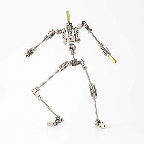 HNK DIY Professional Studio Stop-Motion Armature Kit Edelstahl Cinematic Animation Puppet with Tie-Down System, Not Ready Articulated Humanoid Skeleton for Stop-Motion Project (28cm) von hnk