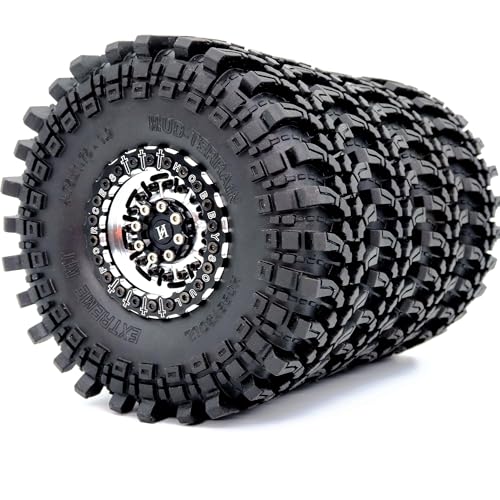 HOBBYSOUL HS701104 Beadlock-Räder-Set, 121 mm hoch, 1,9 Zoll, weicher klebriger Reifen und Aluminiumfelgen für 1/10 Mud Crawler SCX10 TRX4 Gen8 Upgrades von hobbysoul