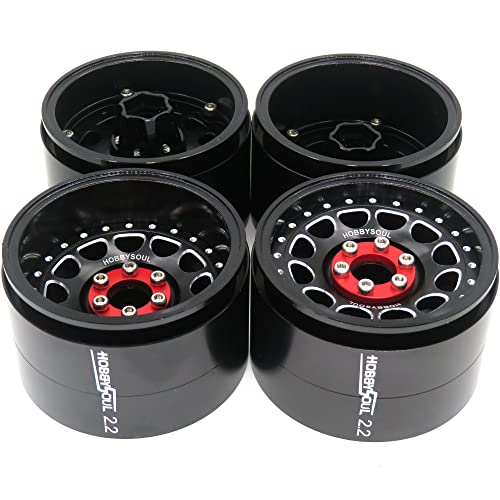 hobbysoul RC 2.2 Beadlock Räder verstellbar 4 Offsets Felgenbreite 1,57Zoll (40 mm) Schwarze Farbe für Gen8 Everest Gen 7 Pro / SCX10 Capra Wraith Ryft / TRX4 AMG 6x6, (4 Stück) von hobbysoul