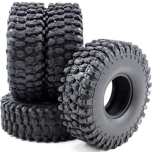 hobbysoul 4Stk RC 1.9 Super Swamper Reifen Tires 120mm für 1:10 Rock Crawler 1.9'' Beadlock Felge Wheel von hobbysoul