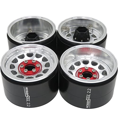 hobbysoul Breite 1,57'' (40mm) 2,2 Beadlock Räder verstellbare 4 Offset Felgen Silber Farbe für Gen8 Everest Gen 7 Pro / SCX10 Capra Wraith Ryft / TRX4 AMG 6x6, (4 Stück) von hobbysoul