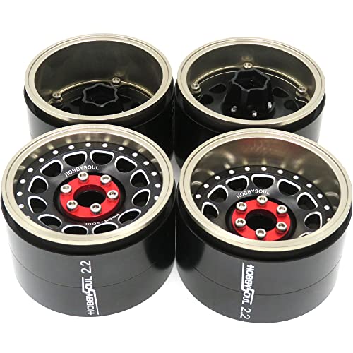 hobbysoul Einstellbare 4 Offsets 2,2 Beadlock Räder Breite 1,57'' (40mm) Felgen Champagnerschwarze Farbe für Gen8 Everest Gen 7 Pro / SCX10 Capra Wraith Ryft / TRX4 AMG 6x6, (4 Stück) von hobbysoul