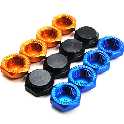 hobbysoul RC 1/8 17mm Aluminium Radmuttern Gewinde 1.25mm Schwarz/Blau/Orange für Hobao HSP HPI Jammin OFNA VP-PRO FS 1/8 RC Fahrzeug Modell von hobbysoul