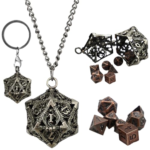 hocadon DND Würfel Set 7-teiliges DND-Würfelset aus Polyedrischem Metall D&D-Würfelset Polyhedral D&D Dice DND Dice mit Würfel Fall for Rollenspiel-Brettspielzubehör von hocadon