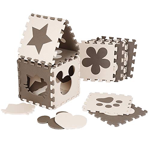 Kinder Puzzlematte Puzzlematte Test Kinderspielteppich Spielmatte Eva-Schaum Puzzlematte Kinder Krabbelmatte Schadstofffrei Schadstofffrei Antirutsch Bodenschoner 120x92,5cm Beige Braun von homewell