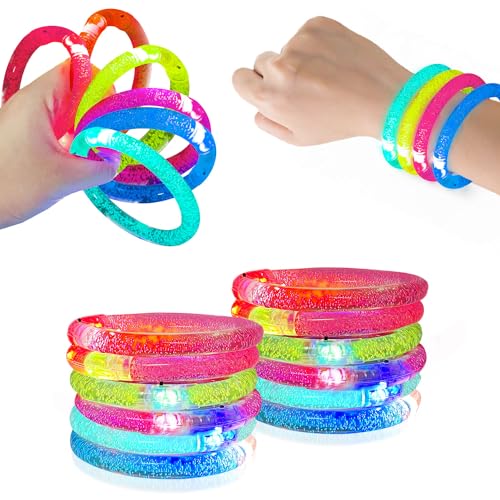 hongtang 12 Stück LED Armbänder Blinkende Armbänder Glühen in der dunklen Partyzubehör für Hochzeit Halloween Weihnachten Geburtstag Party von hongtang