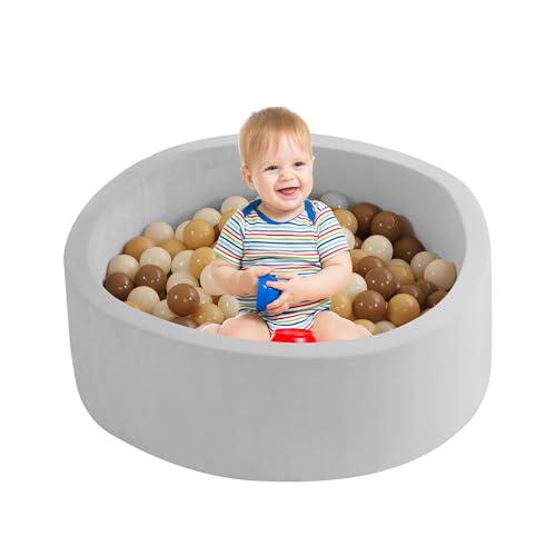 hoopyosms Kinder-Schaumstoffball Grube, Weicher Runder Ball Pool für Kleinkinder, Baby-Spielball Pool, Memory-Schaumstoff für Drinnen (Ohne Bälle Enthalten), Grau von hoopyosms