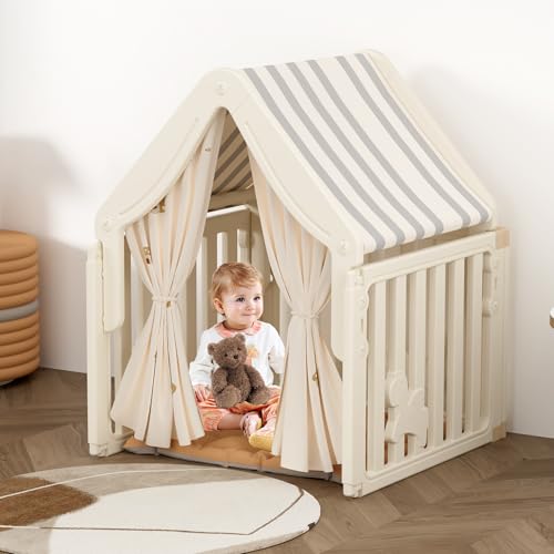 hoopyosms Kinderzelt Indoor, Kinder Spielhaus für Jungen und Mädchen, Kinderspielzelt aus Robustem Kunststoff, Leseecke Kinderzimmer, Spielhaus für Drinnen, 80x80x105cm von hoopyosms