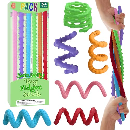 6 Stück Sensorische Fidget Sticks - Fidget Toys für Kinder & Erwachsene, ADHD Autismus Sensorik Spielzeug, Anti-Stress Spielzeug Mit Texturiertem Design, Classroom Travel Essentials 6 Stück Sensorische Fidget Sticks - Fidget Toys für Kinder & Erwachsene, ADHD Autismus Sensorik Spielzeug, Anti-Stress Spielzeug Mit Texturiertem Design, Classroom Travel Essentials von hopihy