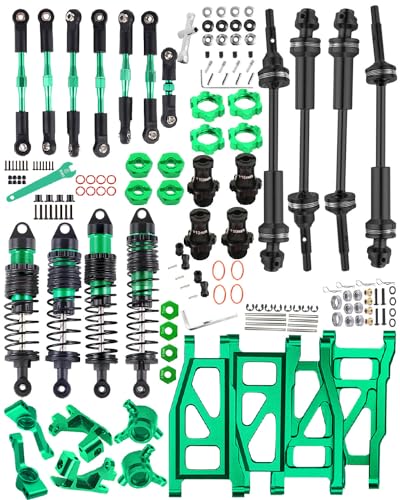 hopsupRC Upgrades für 1/10 Slash/Stampede/Rustler 4x4, Stahl-Antriebswelle CVD & RC Stoßdämpfer & verstellbare Spannschlösser Sturzglieder & A Arm & Lenkblock, Lenkblöcke, Achsstummel, Rad-Sechskant- von hopsupRC