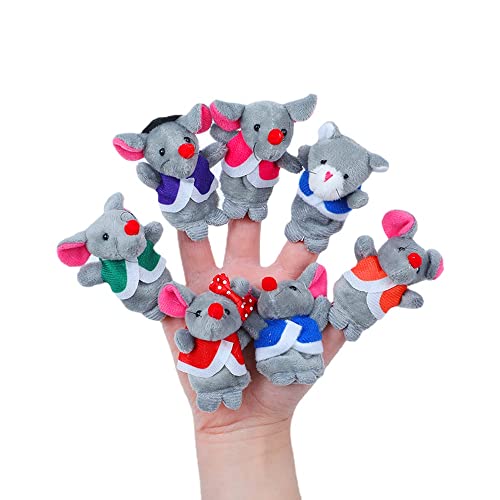 horlirty Fingerpuppe Tier Fingerpuppe Plüschpuppe Tier Handpuppe Früherziehung Spielzeug Eltern-Kind-Puppe (Sechs kleine Mäuse und 1 kleiner Bär) von horlirty