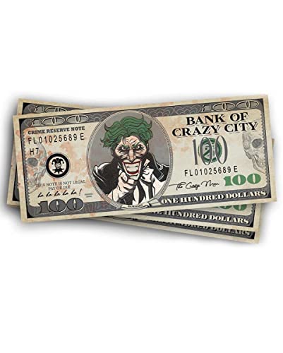 horror-shop Bank of Crazy City 100 Dollar Spielgeld Scheine für Superhelden von Horror-Shop