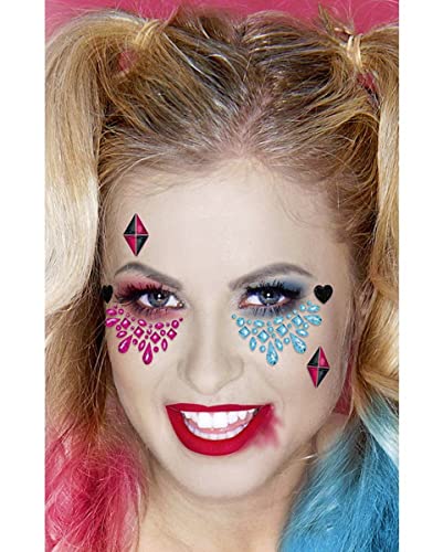 horror-shop Bunte Harlekin Superheldin Make-Up Aufkleber von horror-shop