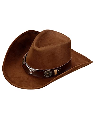 horror-shop Faschings Cowboy Hut Braun Wildlederoptik von Horror-Shop