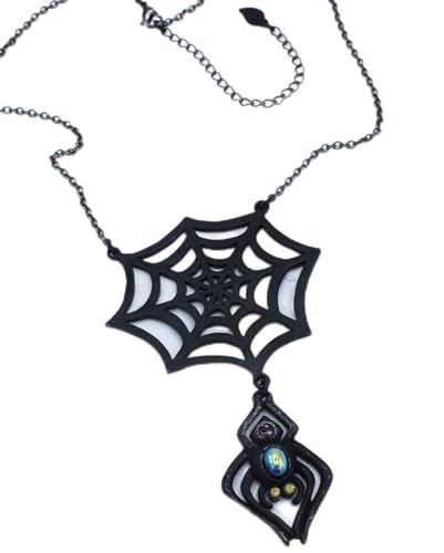 horror-shop Kunsthandwerk Gothic Kette Spinne mit Netz als Geschenk von horror-shop