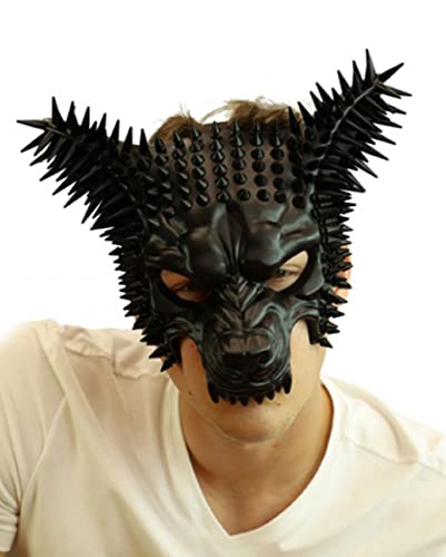 Horror-Shop Schwarze Burning Man Spike Wolf Maske als Kostüm Accessoire von Horror-Shop