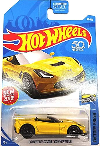 Hot Wheels 2018 50th Anniversary Factory Fresh Corvette C7 Z06 Convertible 98/365, Yellow von hot wheels