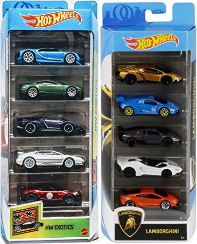 Hot Wheels Race Lamborghini Superleggera Trofeo 5-Pack Cars Exotic Bundled with Murciélago + Huracán + Aventador J + Lotus Pagani Aston Martin 2 Items von Hot Wheels