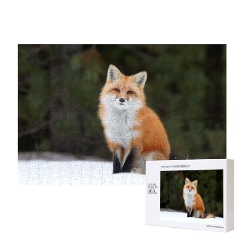 Anmutiger Fuchs im Schnee 300-teiliges Puzzle, Für Kinder ab 9 Jahren Lernspielzeug-300 Teile 28X40cm von houhm