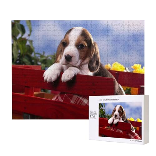 Beagle mit großen Augen Puzzle für 500 Personen, für Erwachsene und Kinder ab 12 Jahren, anspruchsvolles Puzzle, Puzzlegröße 38 x 52 cm von houhm