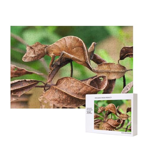 Chamäleon getarnt als Totes Blatt 300-teiliges Puzzle, Für Kinder ab 9 Jahren Lernspielzeug-300 Teile 28X40cm von houhm