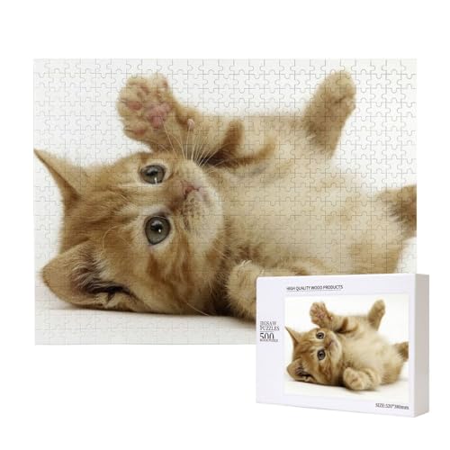 Chubby, die orangefarbene Katze Puzzle für 500 Personen, für Erwachsene und Kinder ab 12 Jahren, anspruchsvolles Puzzle, Puzzlegröße 38 x 52 cm von houhm