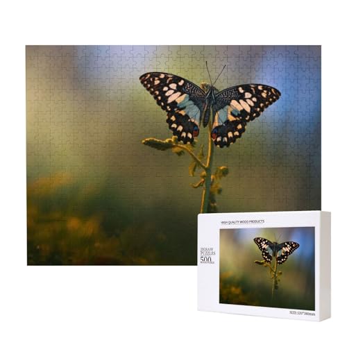 Dünnflügeliger Schmetterling Puzzle für 500 Personen, für Erwachsene und Kinder ab 12 Jahren, anspruchsvolles Puzzle, Puzzlegröße 38 x 52 cm von houhm