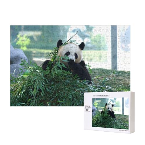 EIN Bündel grüne Blätter und Panda 300-teiliges Puzzle, Für Kinder ab 9 Jahren Lernspielzeug-300 Teile 28X40cm von houhm