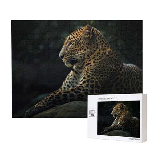 EIN anmutiger Leopard Puzzle für 500 Personen, für Erwachsene und Kinder ab 12 Jahren, anspruchsvolles Puzzle, Puzzlegröße 38 x 52 cm von houhm