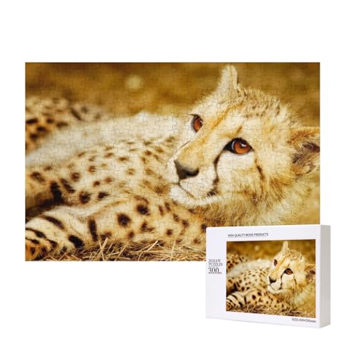 EIN gehorsamer Leopard 300-teiliges Puzzle, Für Kinder ab 9 Jahren Lernspielzeug-300 Teile 28X40cm von houhm